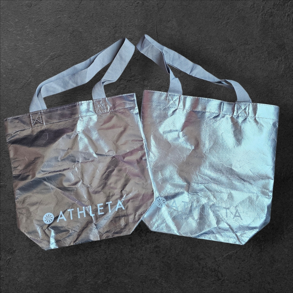 Athleta Metallic Silver Totes. Bundle Of 2